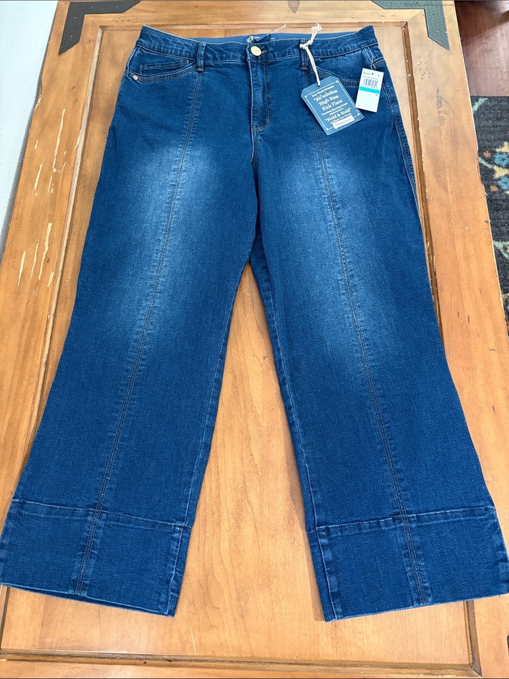 Democracy NWT High Rise Kick Flare Wide-Leg Blue with Front Seam Size 16